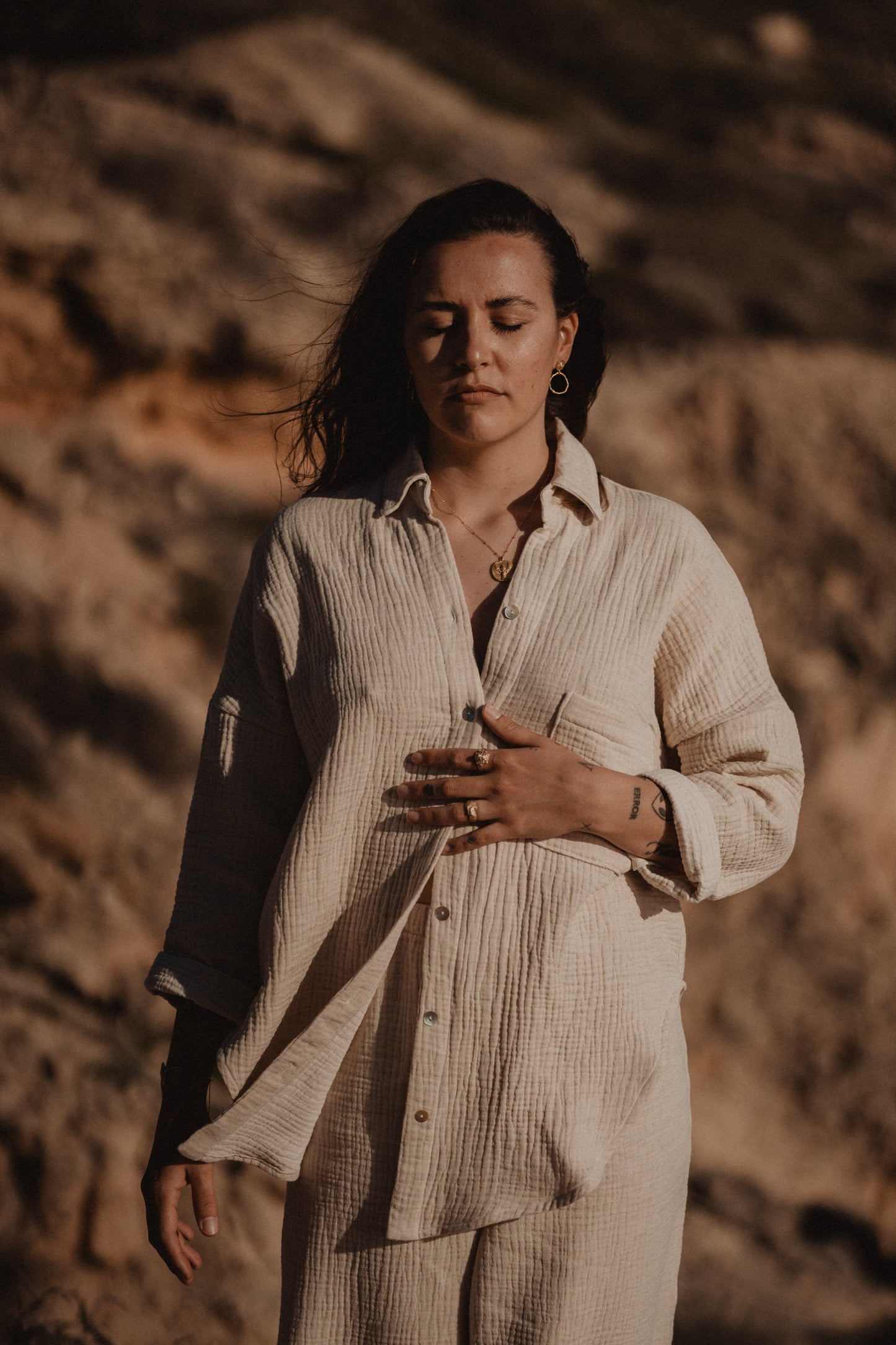 Camisa de lino y algodón