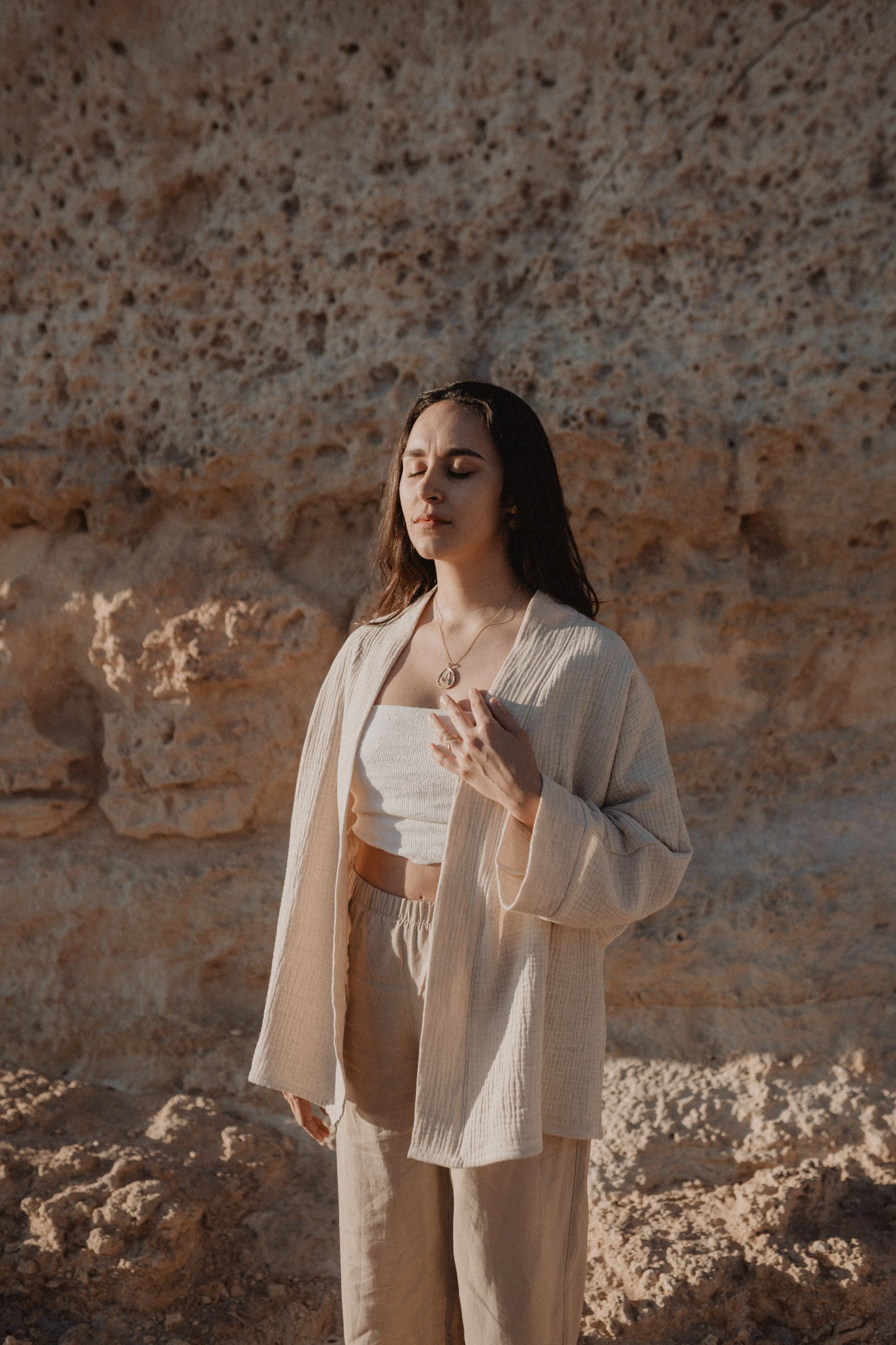 Kimono de lino y algodón
