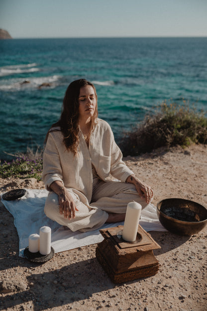 Pantaloni in lino e cotone