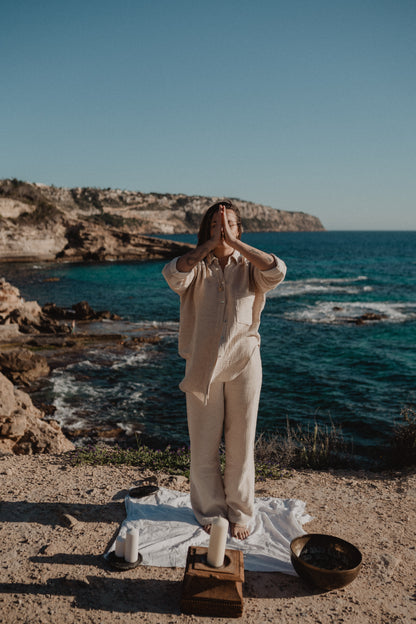 Pantaloni in lino e cotone