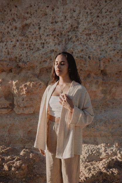 Kimono in lino e cotone