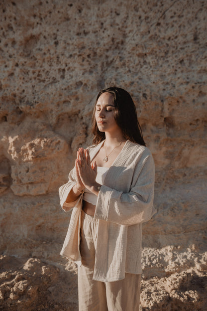 Kimono in lino e cotone