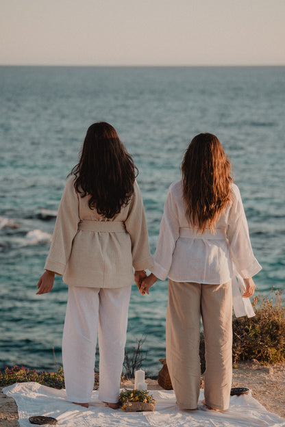 Kimono in lino e cotone